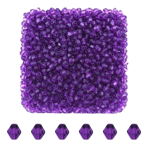 Mandala Crafts 3mm Amethyst Bicone Crystal Glass Beads, 1500 Faceted Beads for Adult Jewelry Design, Fashion Accessories, and Decorative Applications - color: Amethyst, size: 3mm Bicone
