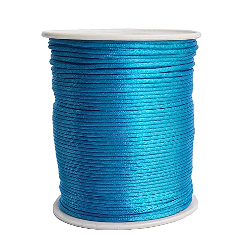 1.5mm Nylon Satin Cord Thread Beading String for Macrame Bracelets Chinese Knotting,Necklaces,Jewelry Making 109 Yards (Lake Blue) - color: Lake Blue, size: 1.5mm