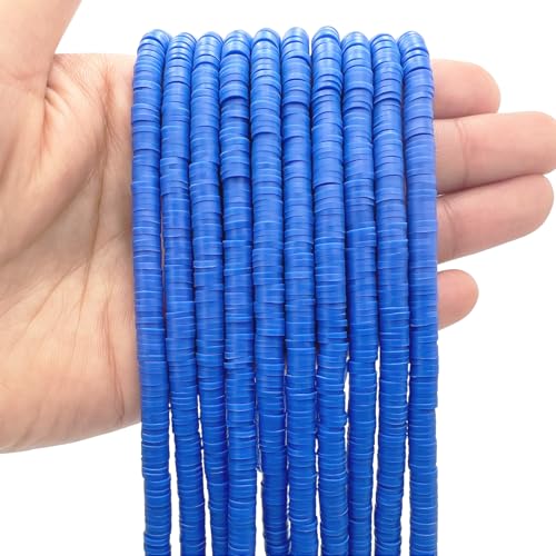 10 Strands Blue Clay Beads for Friendship Bracelets, Heishi Beads for Bracelet Stack, Flat Spacers for Jewelry Making (Royal Blue) - color: Royal Blue