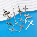 Youdiyla 21pcs Alloy Ancient Silvery Ancient Cyan Cross Series Pendant Jewelry Making DIY Keychain Earrings Pendant Various Design Charms for Jewelry Making Bracelets Necklace (M23) - color: M23