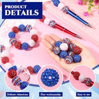 40 Pcs 20 mm Rhinestone Beads Bulk Crystal Round Disco Ball Chunky Bubblegum Beads for Pens Bracelets Charms Craft European Style Jewelry Making Supplies Christmas (4th of July Color) - color: 4th of July Color