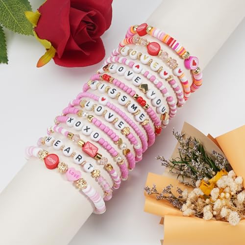 Twinfree Bohemia Beaded Bracelet for Women, Polymer Clay Stretch Bracelets - color: color 38
