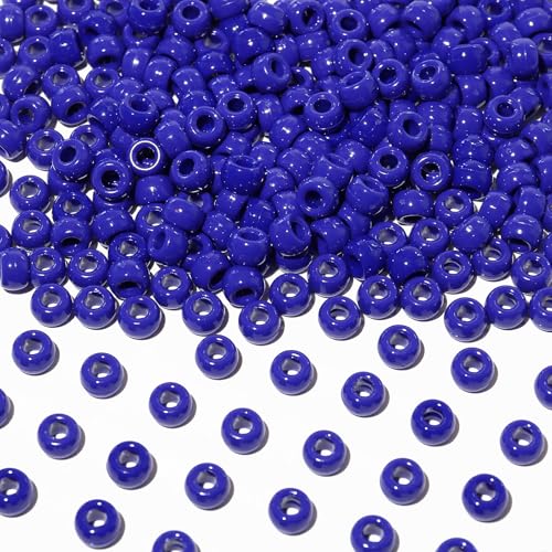 1000Pcs Multi-Colored Plastic Pony Beads Bulk for Craft,6 * 9mm Assorted Colors Hair Beads Including Black, red,Blue, White for Bracelets Making,Kandi Charms（Navy） - color: Navy, size: 1000PCS