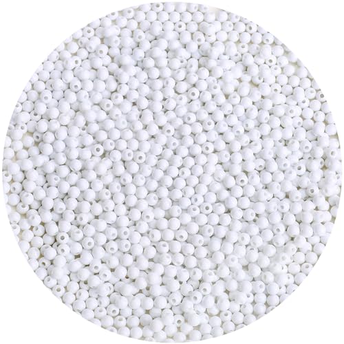 BONNY BOXX 2000PCs 4MM Smooth White Acrylic Round Beads, Plastic Resin Bubblegum Balls Chunky Gumball Beads for Necklace and Bracelet Making, Crafting Supplies - color: Smooth White, size: 4MM
