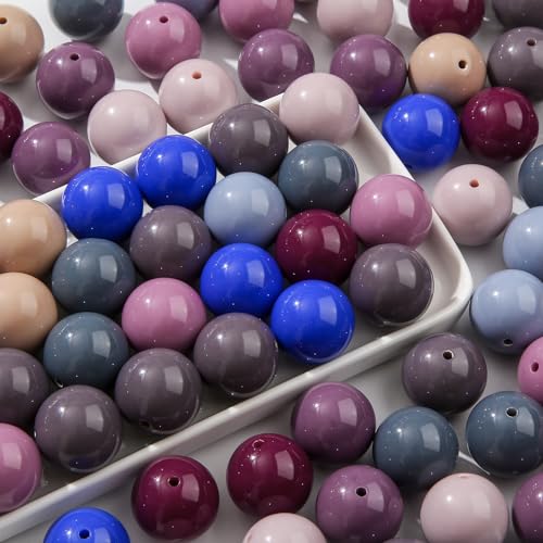 20mm Dark Style Color Acrylic Beads 180pcs Chunk Bubblegum Bead Color Pen Ball Beads for Pen Bag Jewelry Making Necklace Bracelets(Dark Blue&Grey) - color: dark blue&grey