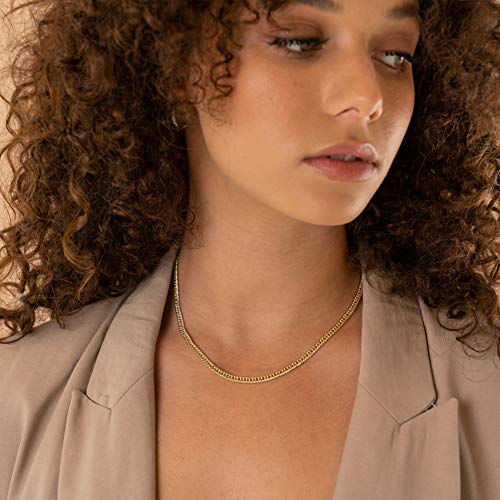 PAVOI 14K Gold Plated Curb Paperclip Box Sphere Bead Snake Herringbone and Figaro Chain Adjustable Necklace - style: Curb-2x