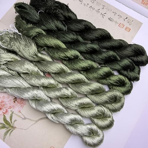 100% Nature Mulberry Handmade Embroidery Silk Thread Woven Jewelry Accessory Artificial Flowers Cross Stitch Floss DIY Sewing Kits 6 Gradient Colors 22m Each (32) - color: 32
