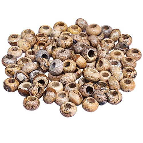 SUNYIK Picture Jasper Large Hole (6mm) Rondelle Loose Charms European Bead fits Bracelet,Jewelry Makings Pack of 20 - color: Multi Color-Picture Jasper, size: 14x8mm