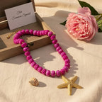 Chunky Beaded Starfish Shell Necklace for Women Colorful Boho Summer Chain Choker Beach Necklace with Acrylic Beads Trendy Chunky Jewelry Gifts - color: XL005D1