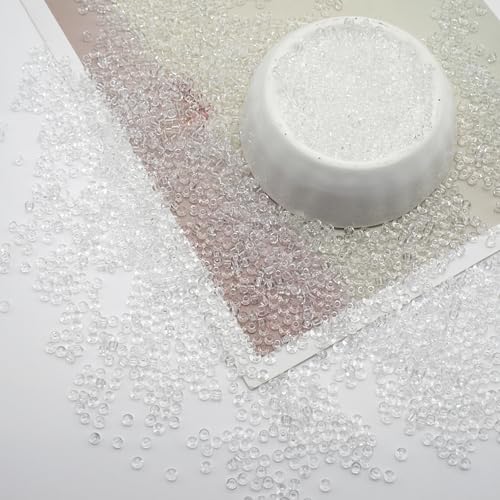 White Glass Seed Beads 5000 Pcs, 3mm Small Craft Pony Beads Bulk for Bracelets, DIY Necklace Ring Waist Chain - color: White