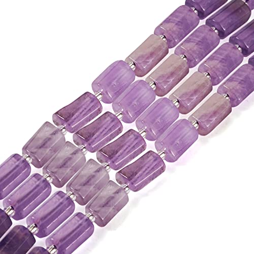 Craftdady Faceted Column Natural Amethyst Stone Beads Cylinder Tube Gemstone Loose Beads Energy Healing Crystal Stone 8-11x6-8mm for Jewelry Craft Necklace Bracelet Earring Making, 15~17pcs - color: Column Amethyst