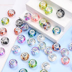 PIPITREE 100PCS Acrylic Beads 9 * 14mm Focal Beads for Pens Acrylic Flat Bulk Bead Ink Spot Pattern Mixed Color 6mm Large Hole Bead for Keychains Beadable Pens DIY Crafts Jewelry Making & Gift Giving - color: Ink Spot Pattern
