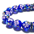 Artsy Crafts 20 Pcs 12mm Lampwork Flower Glass Beads, European Murano Glass Beads, Handmade Loose Crystal Beads for Jewelry Making Charm Bracelet Necklace Earrings Rosary (Navy Blue) - color: Navy Blue
