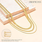 3PCS Gold Necklaces for Women,Chunky Statement Gold Plated Necklace Stack Layered Sterling Silver Herringbone Chains for Women Dainty Trendy Silver Chains Stacked Jewelry Gifts - color: gold cuban necklace set