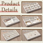 9 Set Velvet Jewelry Drawer Organizer Inserts, Stackable Jewelry Organizer Trays with Removable Dividers, Jewelrys Storage Display Tray, for Earring Ring Necklace Watch Bracelet, Beige