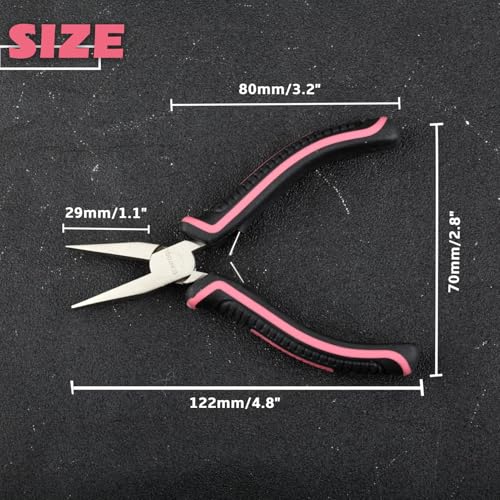 5-Inch Mini Flat Nose Pliers for Jewelry Making - Smooth Jaws Duck Billed Pliers - Pink Tool for Women - style: Flat Nose Pliers
