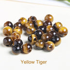 10mm Natural Crystal Beads Stone Gemstone Round Energy Healing Strand Loose Beads for Jewelry Making Bracelets Anklets Big Hole(2.0mm) 38pcs(10mm, Yellow Tiger's Eye) - color: Yellow Tiger, size: 10mm
