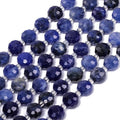 8×5mm Blue Sodalite Natural Stone Beads for Jewelry Making About 35-40pcs 1 Strand 15" Drilled Flat Faceted Cabochon Gemstone Beads for Bracelets Necklace DIY Crafts - color: Blue Sodalite