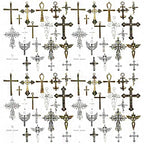 Youdiyla 21pcs Alloy Ancient Silvery Ancient Cyan Cross Series Pendant Jewelry Making DIY Keychain Earrings Pendant Various Design Charms for Jewelry Making Bracelets Necklace (M23) - color: M23