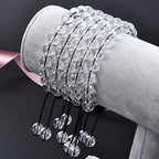 MASSIVE BEADS Natural Healing Power Gemstone Crystal Beads Unisex Adjustable Macrame Bracelets - color: Clear Crystal, size: 8mm