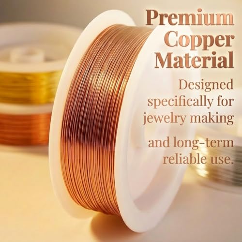 Copper Wire for Jewelry Making, 22 Gauge (0.6mm) 3Rolls 12Feet/Roll Jewelry Beading Wire & Essential Jewelry Making Supplies Premium Wires for DIY Jewelry Making, Crafts, Gardening (3rolls Set)