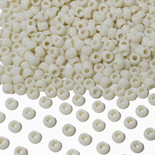 1000Pcs Multi-Colored Plastic Pony Beads Bulk for Craft,6 * 9mm Assorted Colors Hair Beads Black, red,Blue, White for Bracelets Making,Kandi Charms（Beige） - color: Beige, size: 1000PCS