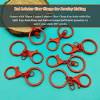 30Pcs Lobster Claw Clasps Keychain for Jewelry Making,Metal Lobster Clasp Swivel Trigger Clips with Swivel Clasps Hook Clips Flat Split Keychain Ring for DIY Craft Jewelry Making(Red) - color: Red