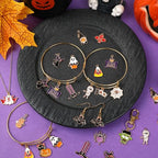 MARFOREVER 40 Pcs/20 Pairs Halloween Charms, Enamel Halloween Charms Bulk Pumpkin Bat Skeleton Witch Spider Candy Charm Pendants for Jewelry Bracelet Necklace Making - style: Halloween