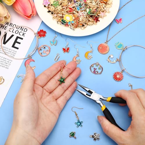 SANNIX 500Pcs Charms for Jewelry Making, Assorted Themes Enamel Charms Bangle Charm Pendants for Bracelets Necklace Jewelry Making and Crafting
