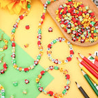 300pcs Back to School Polymer Clay Beads, Apple Pencil School Bus Spacer Beads for Jewelry Making First Day DIY Bracelet Necklace Accessories Craft Welcome Back to School Party Supplies - color: Red Green Yellow