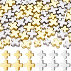 200 Pcs Cross Charms for Jewelry Making, Religious Cross Beads for Bracelets, Crosses for Jewelry Making, Bracelets, Necklaces, DIY Crafts (Gold, Silver) - color: 200pcs, 8x8mm, 6x6mm, Gold, Silver