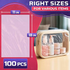 100 Pcs Heat Shrink Wrap Bags – 11x18" Heat Shrink Bags Compatible with Hair Dryer at Medium Temperature – Suitable for Mother's Day Packaging, Gifts, Treats, DIY Sets, Books, Stationery, and Cosmetics - size: 1 sheet (Pack of 100)