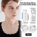 Beebeecraft 10Pcs/Box Pendant Pinch Bails 925 Sterling Silver Ice Pick Pinch Bails Pendant Connector for Necklace Jewelry DIY Craft Making - color: Silver#4