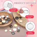 PATIKIL Pendant Trays for Jewelry Making, Blank Pendants Iron Double-hanging Bezel Settings Flat Base for Necklace Bracelet Charm - color: White Gold Tone