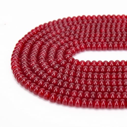 2 Strands (150PCs) Garnet Jade Rondelle Beads, 5 * 8mm Gemstone Loose Spacer Abacus Disk Beads for DIY Bracelet Necklace Earrings Jewelry Making, Craft Supplies Beading Kit - color: Garnet Jade, size: 5*8MM