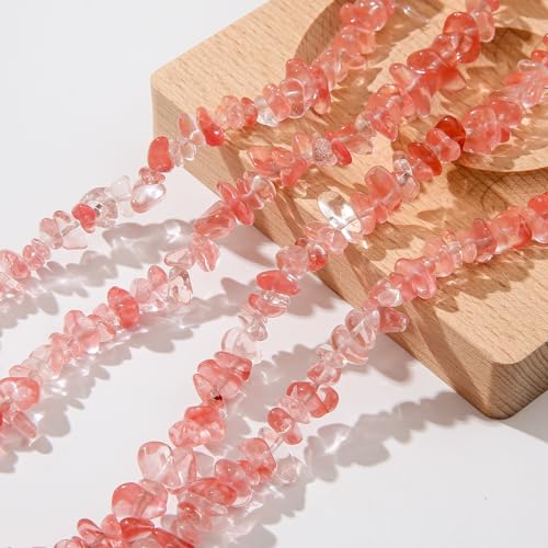 Natural Chip Stone Beads About 200pcs Watermelon Red Stones 5-8mm Irregular Gemstone Healing Crystal Loose Rocks for Bracelet Necklace Earrings Jewelry Making (Watermelon Red) - color: Watermelon Red