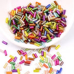 2000Pcs Tube Seed Beads 2x7mm Mini Long Glass Bugle Bead Small Craft Loose Spacer Beads for DIY Phone Charms Waist Bead Bracelets Earrings Necklaces (Mixed Color) - color: Mixed Color