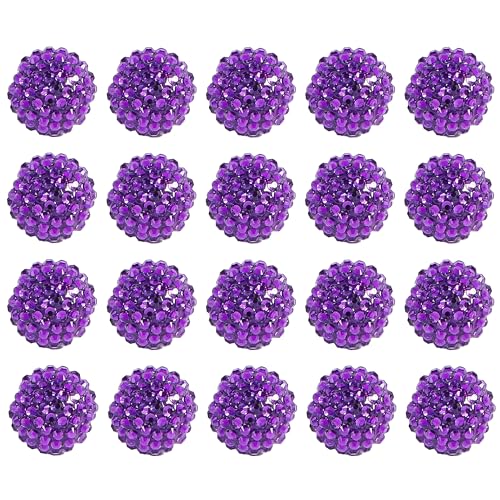 20mm Rhinestone Beads for Pens, 20pcs Chunky Large Spacer Bead for DIY Pens Phone Chain Keychain Candy Sparkle Bling Ball Beads Bulk(Dark Purple) - color: AB Dark Purple 20MM 20PCS, size: 20MM