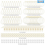 K Gold 670Pc Earring Making Kit with 120 Hoops, 150 Hooks, 200 Jump Rings, 200 Backs for DIY Jewelry - color: 670Pcs-K Gold