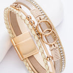 FANCY SHINY Mothers Day Gifts Boho Leather Wrap Bracelet Stackable Infinity Chunky Cuff Bracelets Western Hippie Outfits Jewelry Valentine Gifts for Women - color: Gold