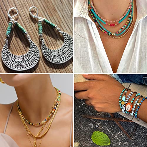 Craftdady 85Pcs 4mm Natural Turquoise Heishi Coin Disc Stone Beads Flat Round Disk Gemstone Loose Beads for Jewelry Craft Necklace Bracelet Making Hole: 0.8mm - color: Dark Seagreen, 4mm