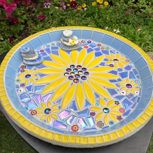 Youway Style Millefiori Glass Mosaic Tiles for Crafts, Broken Mosaic Glass Pieces for DIY Crafts Kits,Mosaic Jewelry Decor