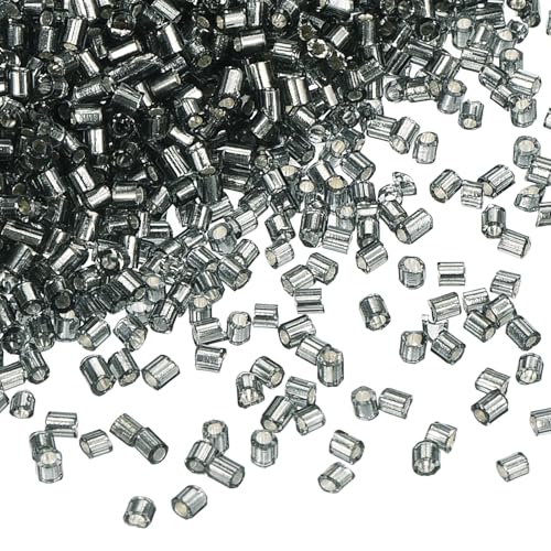 uxcell 1400Pcs Glass Bugle Beads, 1.5x1.5mm Tube Mini Loose Glass Seed Spacer Bead for DIY Earrings Necklaces Bracelets Jewelry Making (Silver-Gray) - color: Silver-Gray, size: 1.5x1.5mm