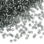 uxcell 1400Pcs Glass Bugle Beads, 1.5x1.5mm Tube Mini Loose Glass Seed Spacer Bead for DIY Earrings Necklaces Bracelets Jewelry Making (Silver-Gray) - color: Silver-Gray, size: 1.5x1.5mm