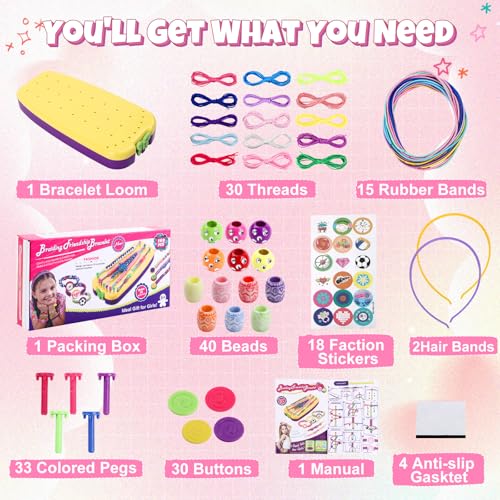 Bracelet Making Kit for Girls 6-12, Friendship Bracelet Beads Elastic String DIY Arts & Crafts Bulk Toy Set, Jewelry Maker Tool, Popular Christmas Birthday Gifts for Kids Ages 7 8 9 10 11 (169PCS) - style: 169PCS