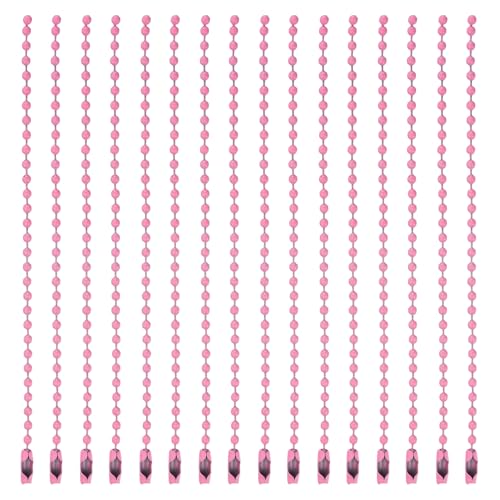 MECCANIXITY Ball Bead Chain Beaded Necklace Chains 5 Inch Adjustable Metal Ball Chains 2.4mm/0.1inch Keychain for Jewelry Making,DIY Craft Projects,Pack of 36(Pink) - color: Pink