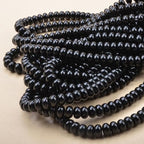 ICAI Beads 5x8mm Natural Rondelle Spacer Loose Beads for Jewelry Making DIY Crafts Design 1 Strand 15" APPR (Black Onyx) - color: Black Onyx, size: 5x8