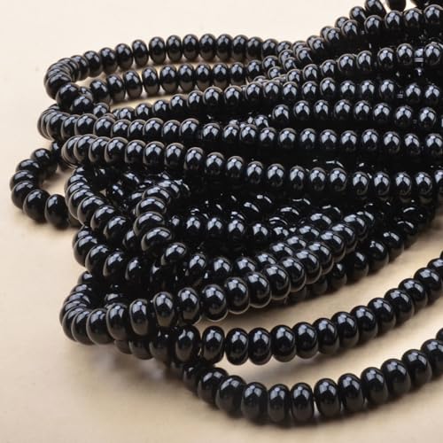 ICAI Beads 5x8mm Natural Rondelle Spacer Loose Beads for Jewelry Making DIY Crafts Design 1 Strand 15" APPR (Black Onyx) - color: Black Onyx, size: 5x8