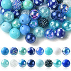 DanLingJewelry 50Pcs Random Blue Series 20mm Acrylic Round Chunky Bubblegum Large Ball Beads for Jewelry Bracelets Making - color: 50pcs - blue