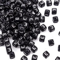 FASHEWELRY 500Pcs Cube Acrylic Letter Beads 5x5x5mm Black Square Letter E Alphabet Beads for DIY Bracelet Necklace Jewelry Making - color: Letter E